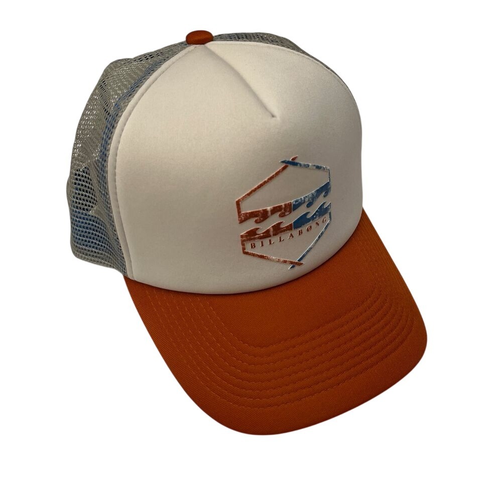 Billabong Orange & Blue Hat Headwear, Billabong Mesh Trucker Hat, Billabong  418
